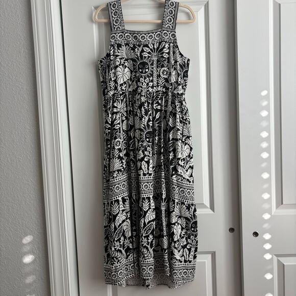 NWT Johnny Was Luciana Tank Dress Black White Sun Moon S Boho Resort Linen - Picture 3 of 16